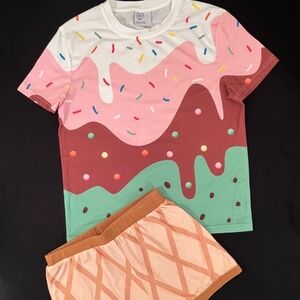 Moriah Elizabeth "Me" "Pajama Set in ice cream waffle cone" NWOT